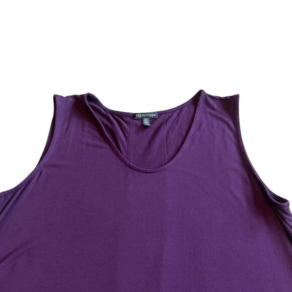 Eileen Fisher Purple Sleeveless Shift Dress Stretch Fabric Size Large Women's - Picture 2 of 10